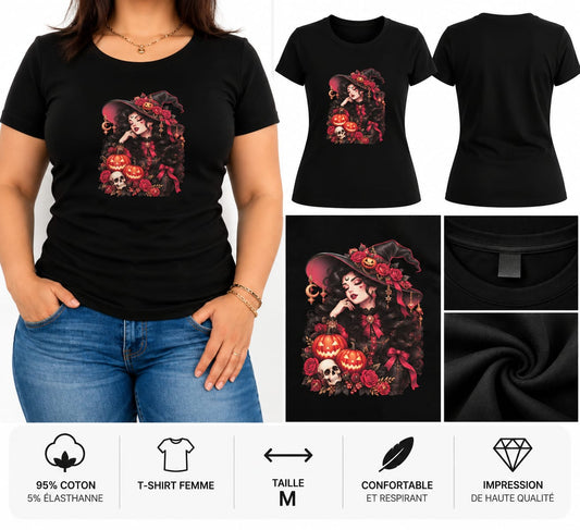 T-shirt à manches courtes Halloween pour femme